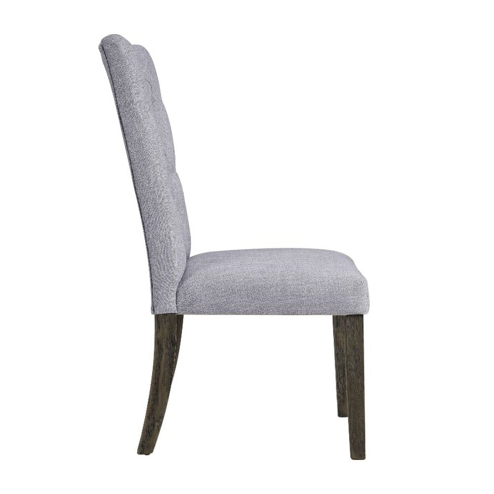 Set of Two Tufted Gray Upholstered Fabric Dining Side Chairs HomeRoots