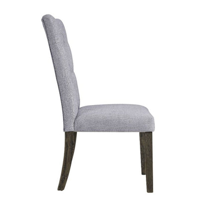 Set of Two Tufted Gray Upholstered Fabric Dining Side Chairs HomeRoots