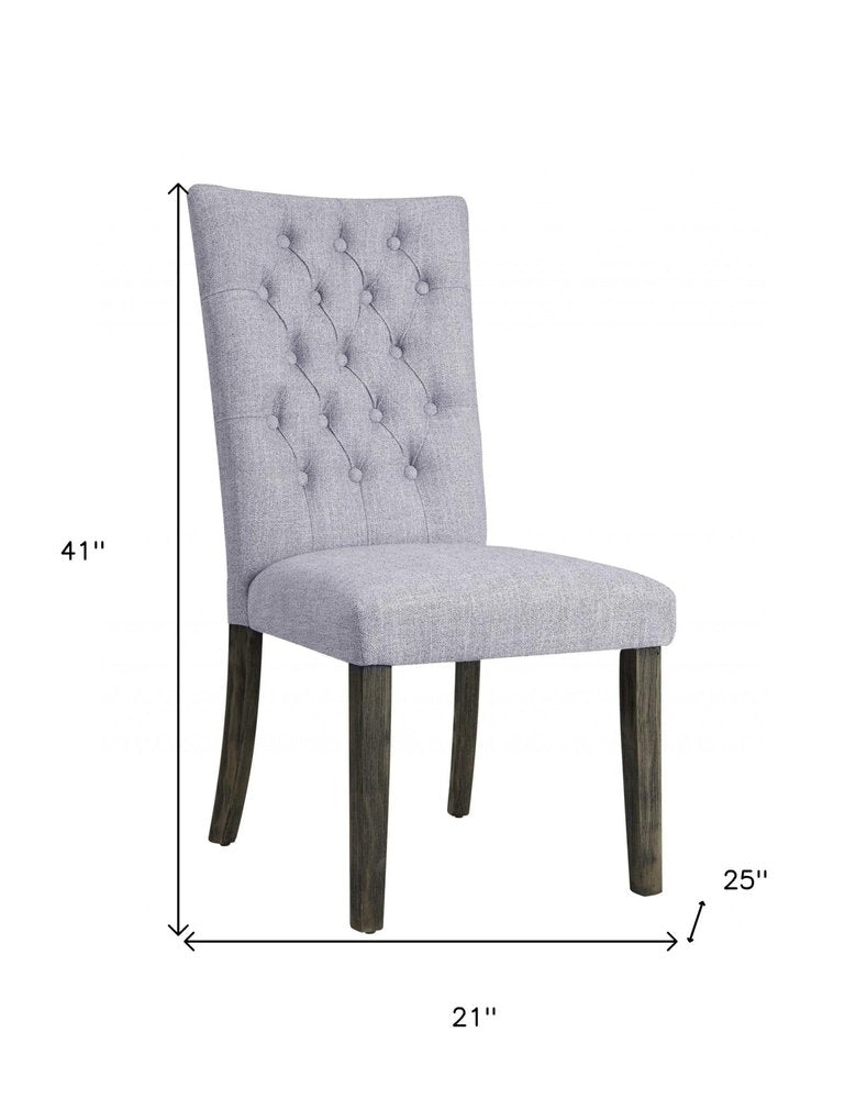 Set of Two Tufted Gray Upholstered Fabric Dining Side Chairs HomeRoots