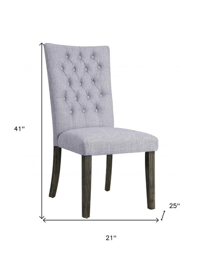 Set of Two Tufted Gray Upholstered Fabric Dining Side Chairs HomeRoots