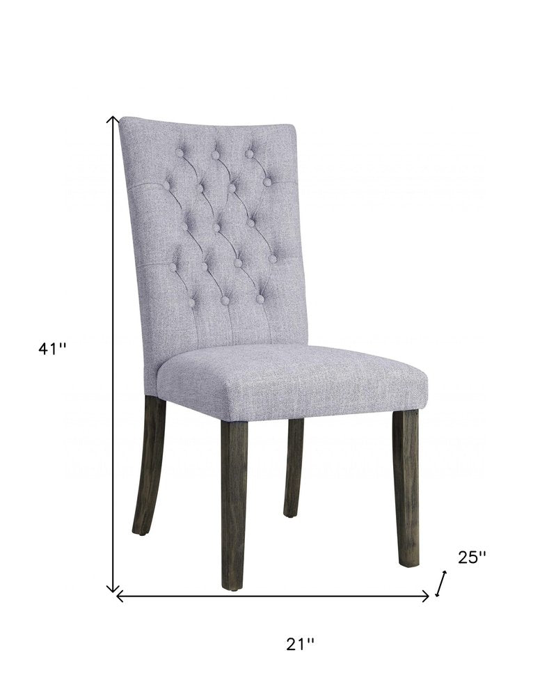Set of Two Tufted Gray Upholstered Fabric Dining Side Chairs HomeRoots