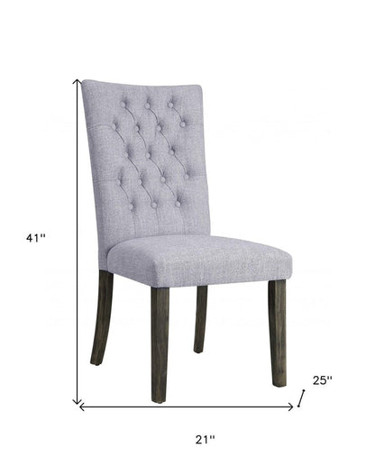 Set of Two Tufted Gray Upholstered Fabric Dining Side Chairs HomeRoots
