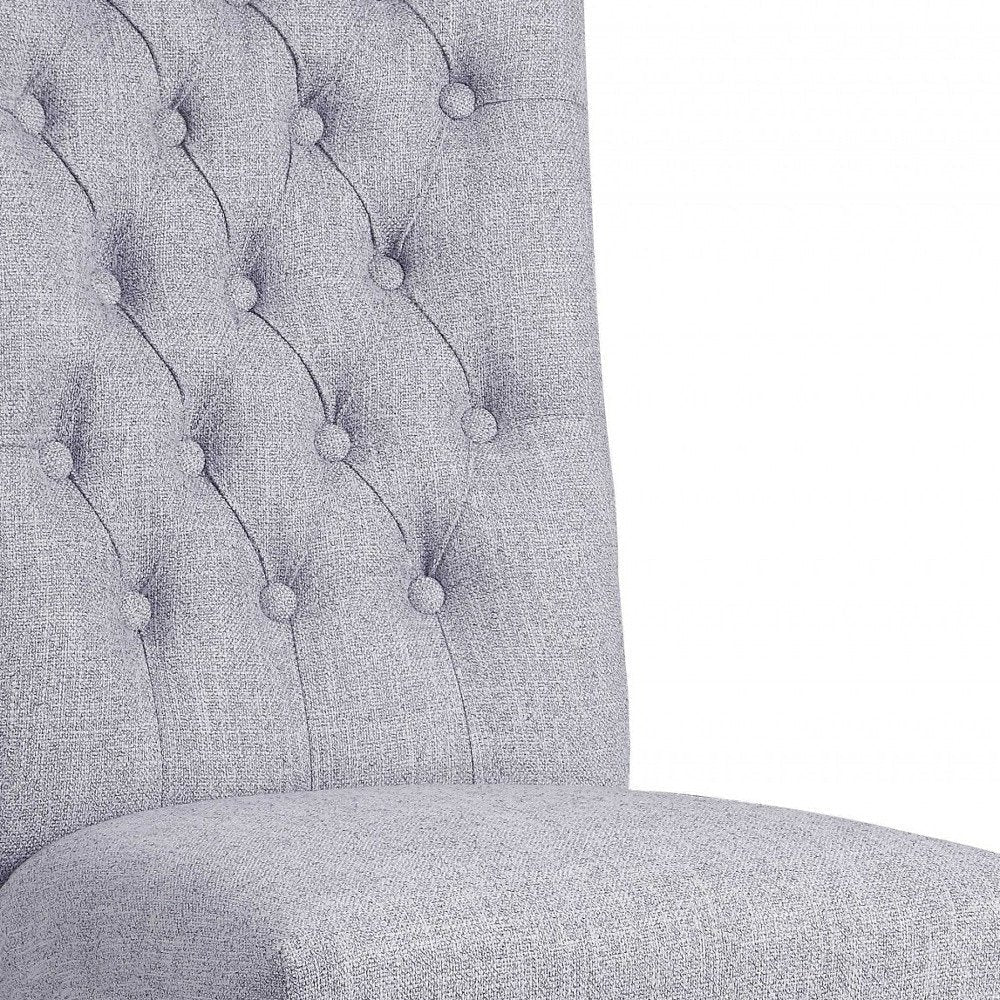 Set of Two Tufted Gray Upholstered Fabric Dining Side Chairs HomeRoots