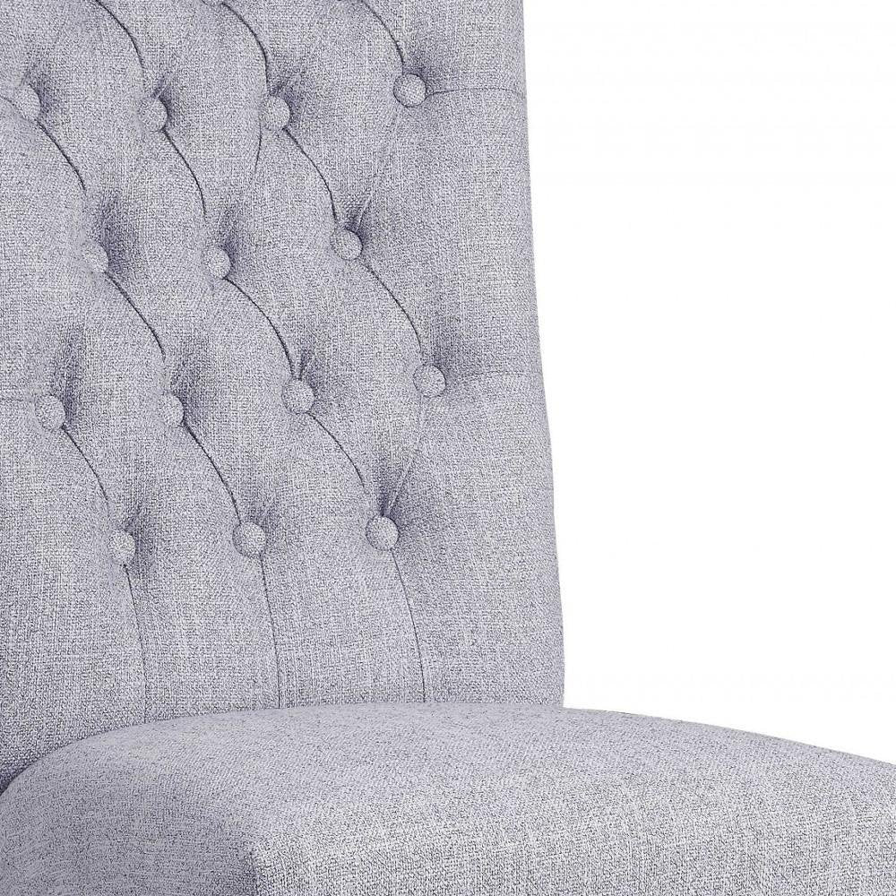 Set of Two Tufted Gray Upholstered Fabric Dining Side Chairs HomeRoots