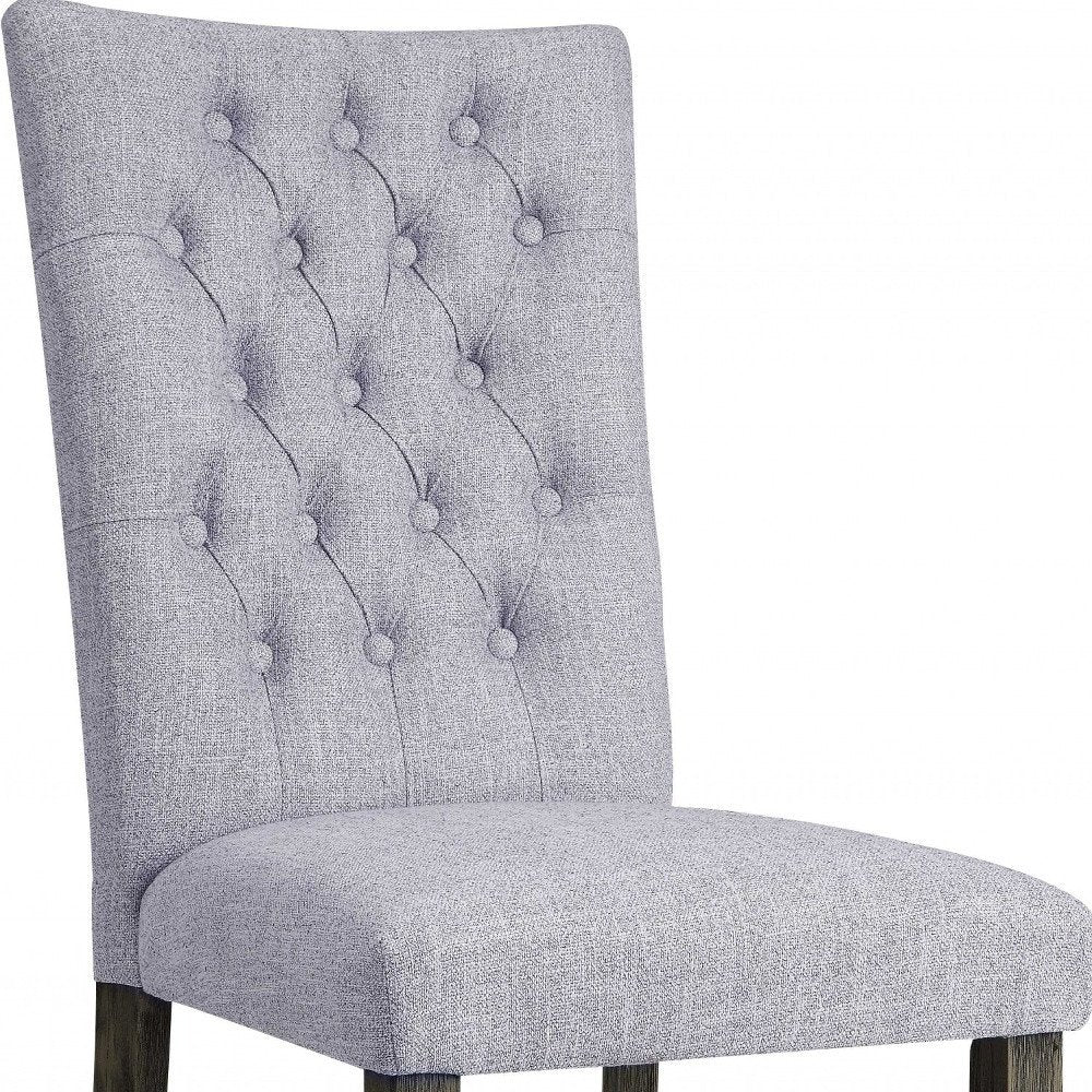 Set of Two Tufted Gray Upholstered Fabric Dining Side Chairs HomeRoots