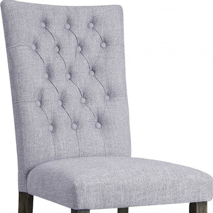 Set of Two Tufted Gray Upholstered Fabric Dining Side Chairs HomeRoots