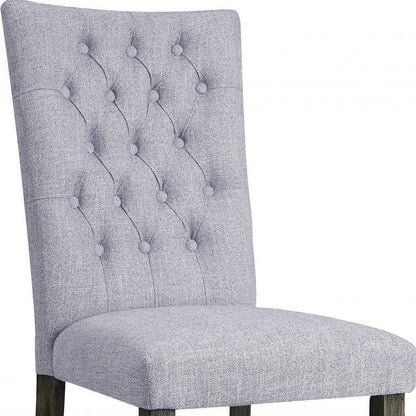 Set of Two Tufted Gray Upholstered Fabric Dining Side Chairs HomeRoots