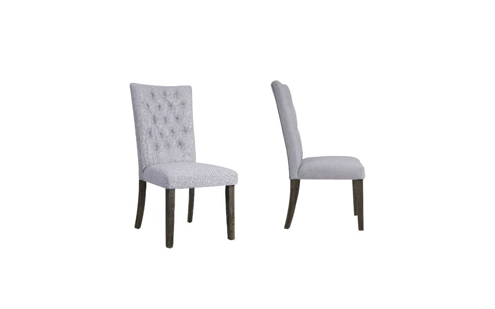 Set of Two Tufted Gray Upholstered Fabric Dining Side Chairs HomeRoots