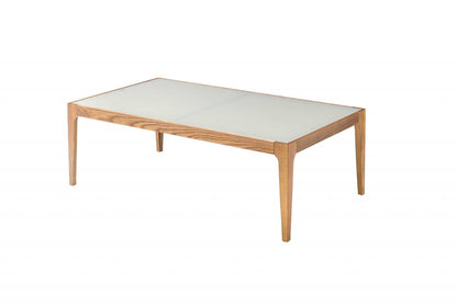 43" White And Natural Glass Coffee Table - FurniFindUSA