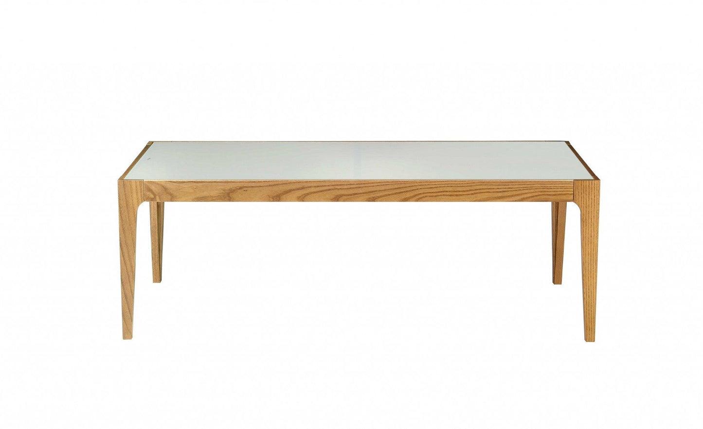 43" White And Natural Glass Coffee Table - FurniFindUSA