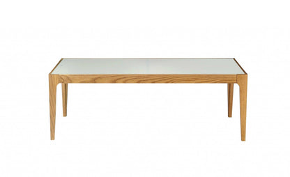 43" White And Natural Glass Coffee Table - FurniFindUSA