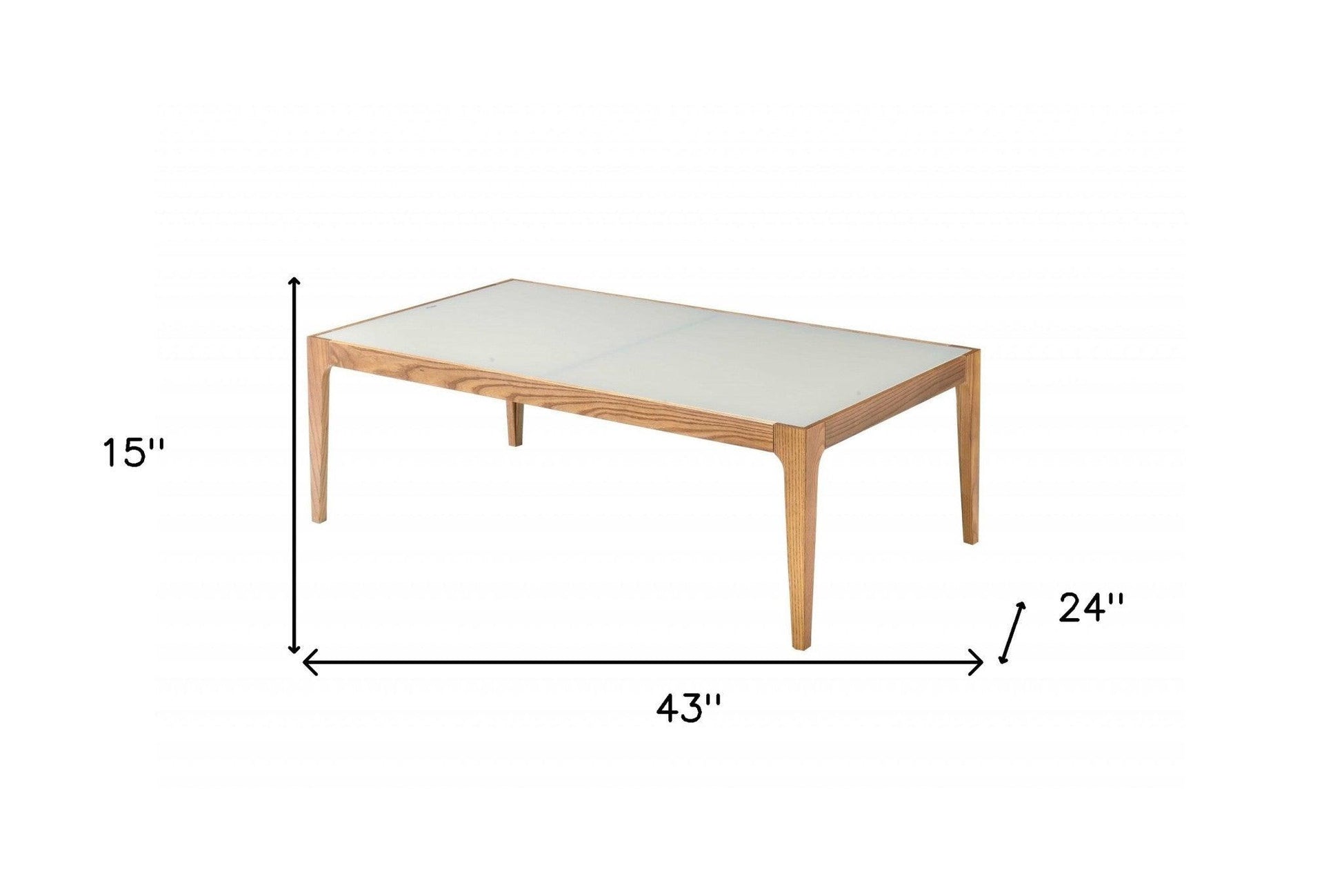 43" White And Natural Glass Coffee Table - FurniFindUSA