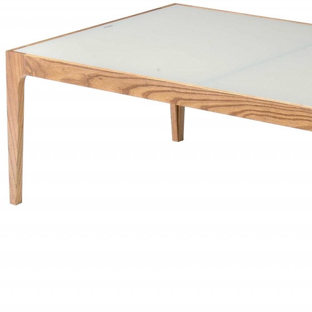 43" White And Natural Glass Coffee Table - FurniFindUSA