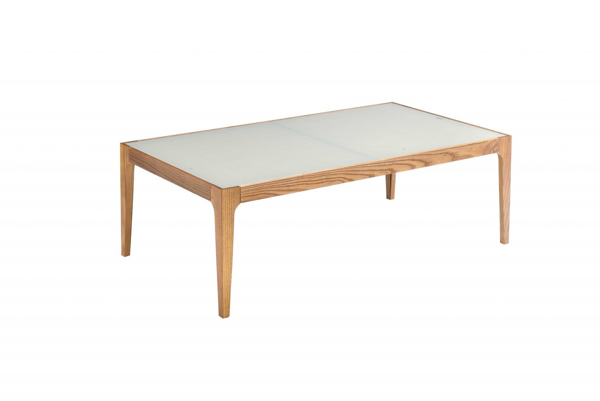 43" White And Natural Glass Coffee Table - FurniFindUSA