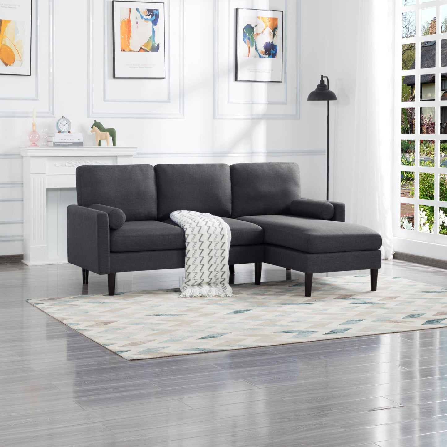 78.7” L-Shaped Reversible Sectional Sofa & Chaise - FurniFindUSA