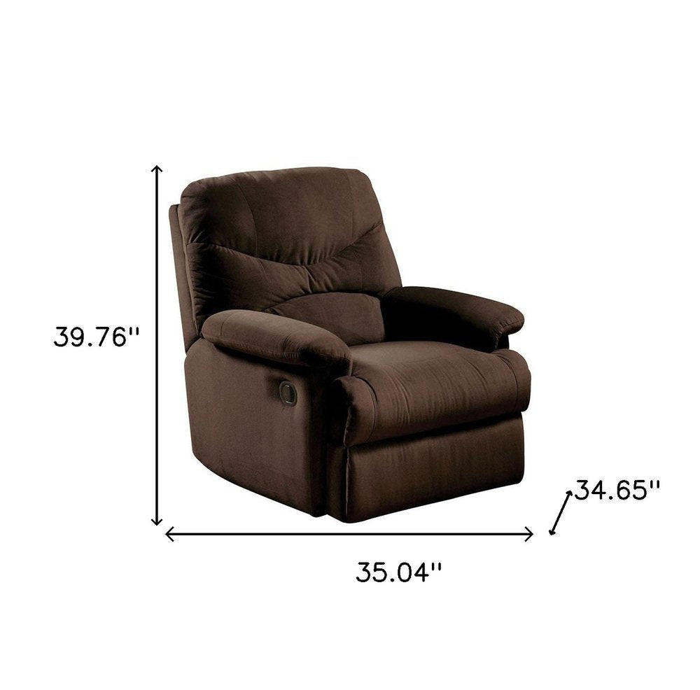35" Chocolate Microfiber Recliner HomeRoots