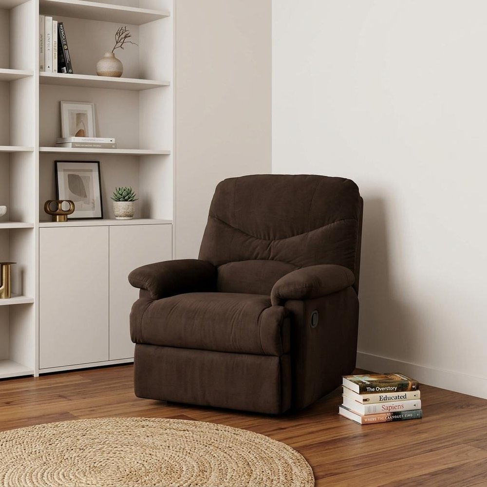 35" Chocolate Microfiber Recliner HomeRoots