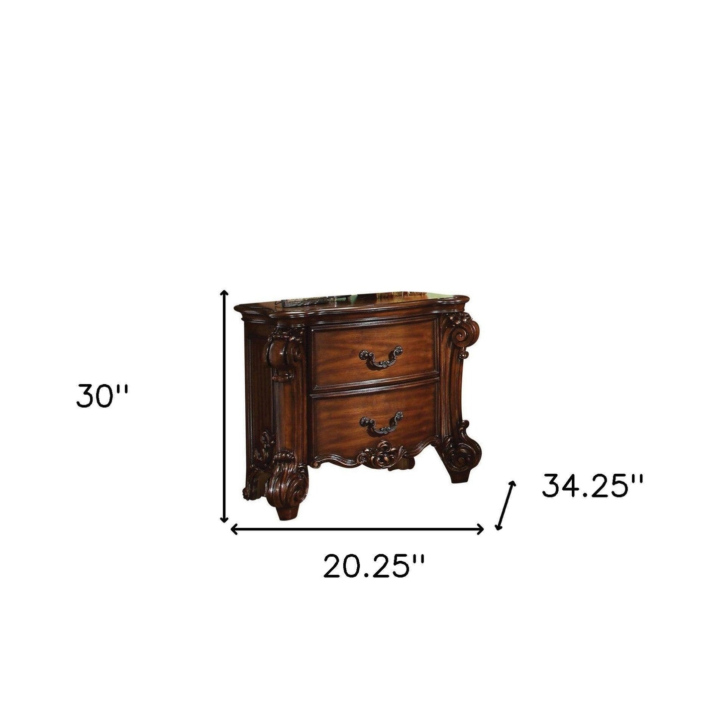 30" Chestnut Two Drawers Solid Wood Nightstand - FurniFindUSA