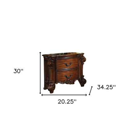 30" Chestnut Two Drawers Solid Wood Nightstand - FurniFindUSA