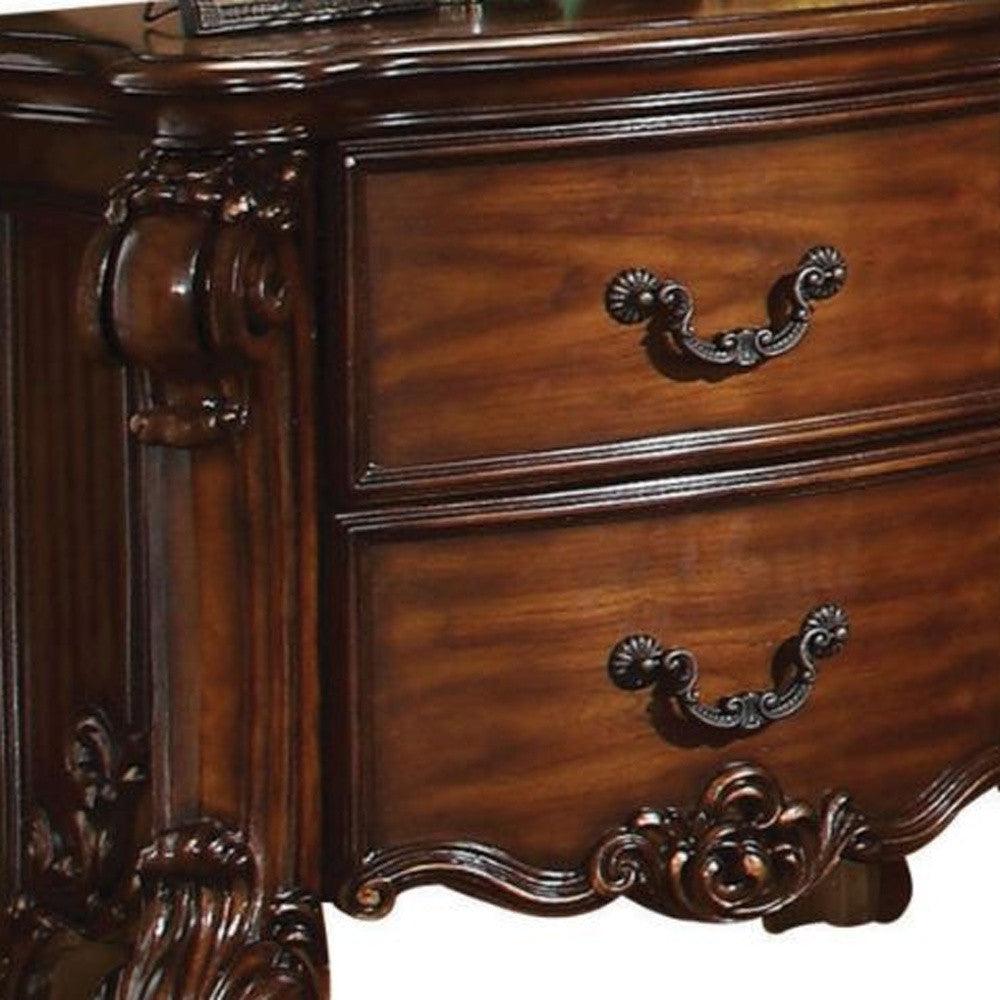 30" Chestnut Two Drawers Solid Wood Nightstand - FurniFindUSA