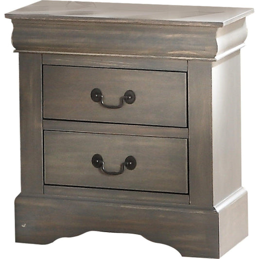 16" Gray Wash Two Drawer Nightstand With Solid Wood Top - FurniFindUSA