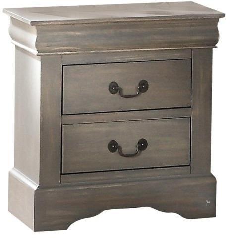 16" Gray Wash Two Drawer Nightstand With Solid Wood Top - FurniFindUSA