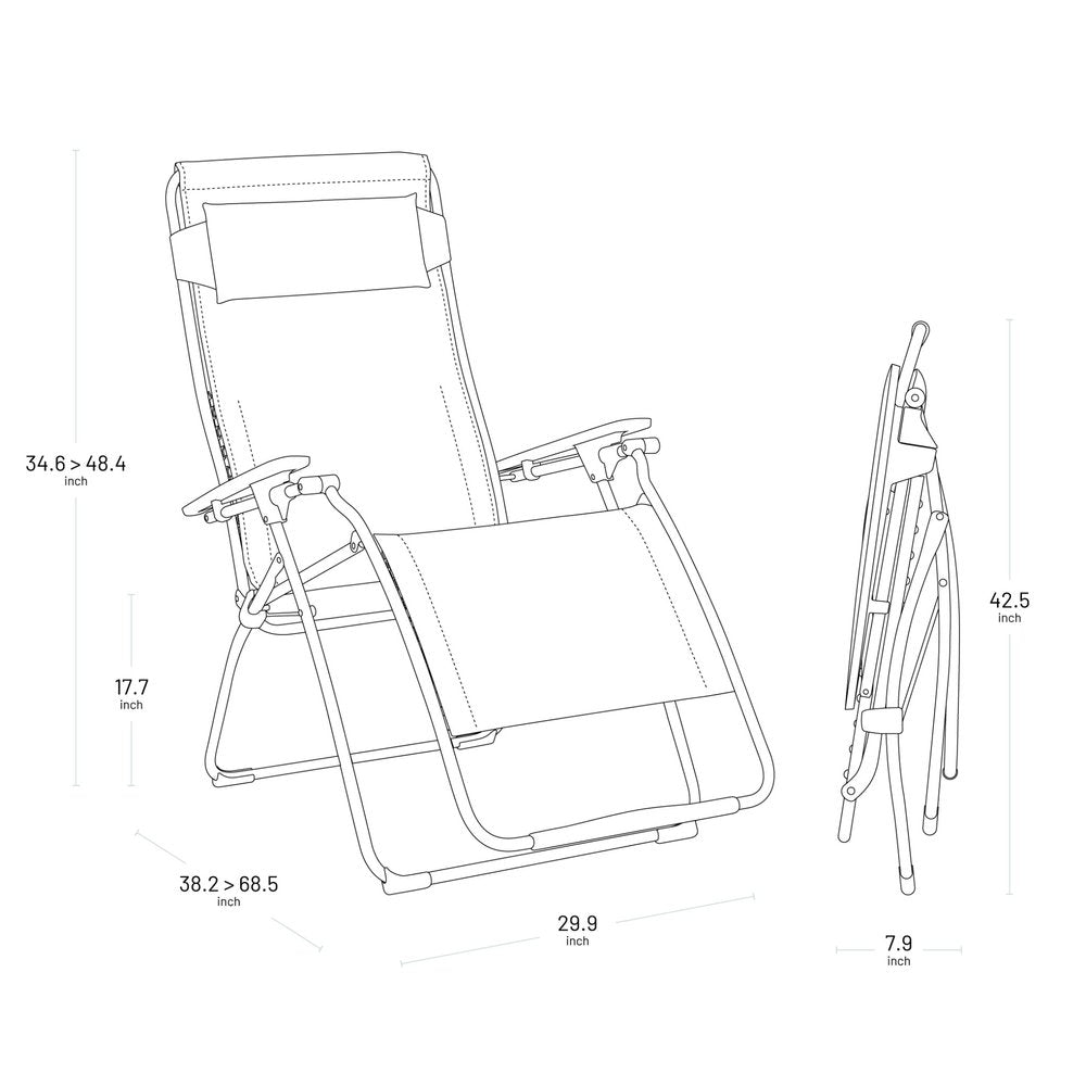 30" Light Gray and Chrome Steel Outdoor Zero Gravity Chair with Light Gray Cushion HomeRoots