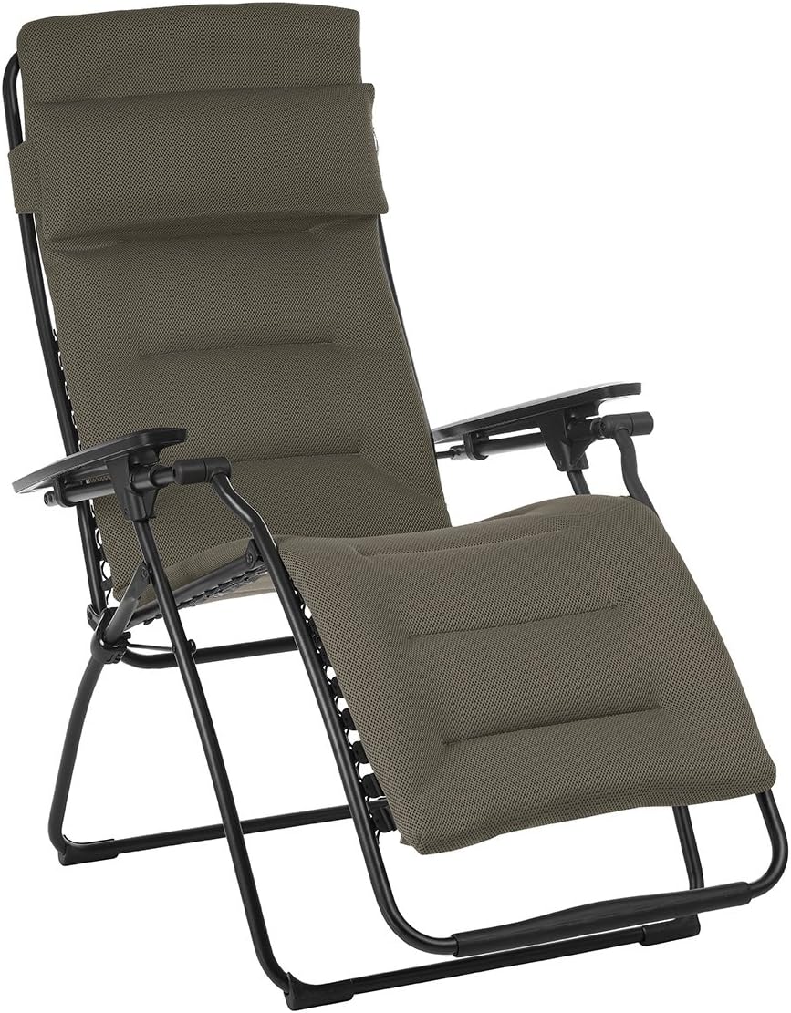 26" Black Steel Outdoor Zero Gravity Chair with Black Cushion