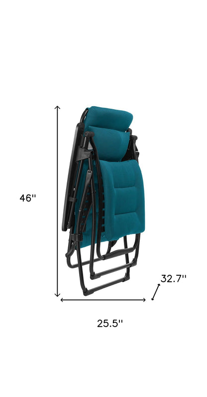 26" Black Steel Outdoor Zero Gravity Chair with Black Cushion