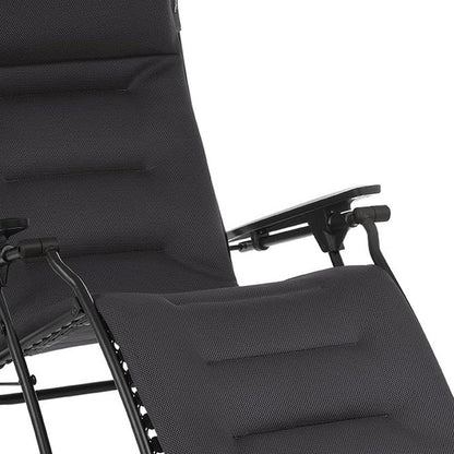 30" Black Steel Outdoor Zero Gravity Chair with Black Cushion