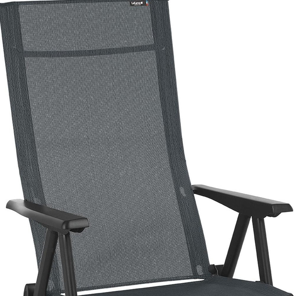 24" Gray and Black Steel Outdoor Arm Chair HomeRoots