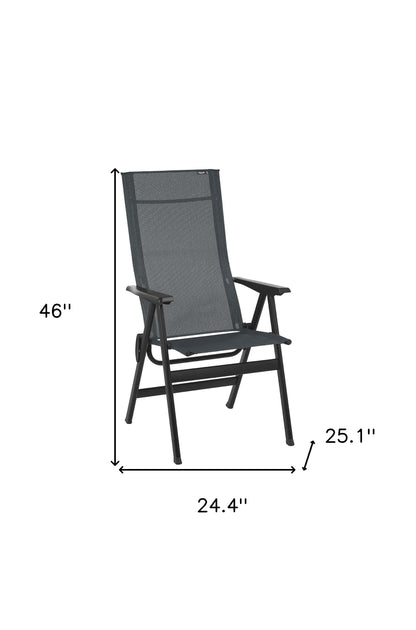 24" Gray and Black Steel Outdoor Arm Chair