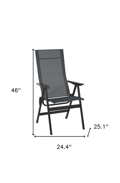 24" Gray and Black Steel Outdoor Arm Chair HomeRoots