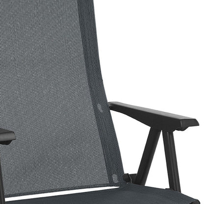 24" Gray and Black Steel Outdoor Arm Chair HomeRoots