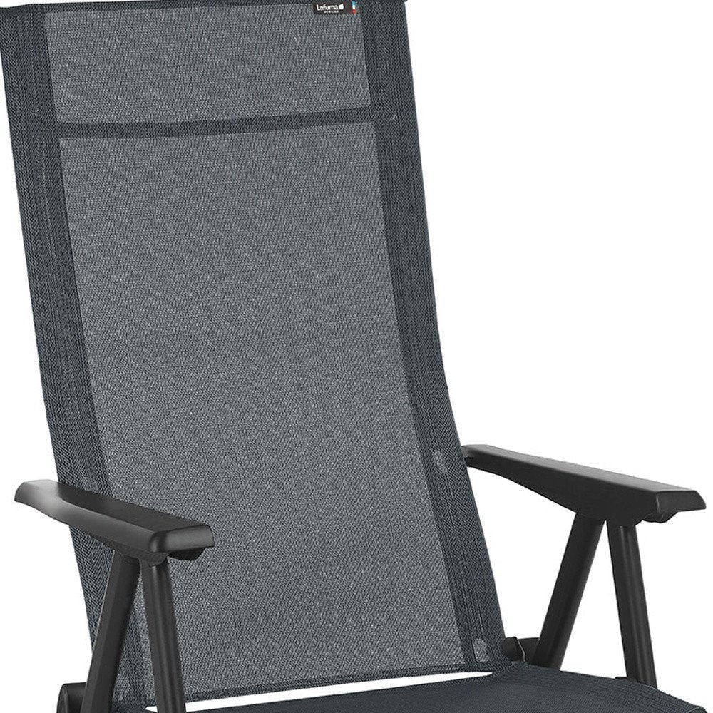 24" Gray and Black Steel Outdoor Arm Chair HomeRoots