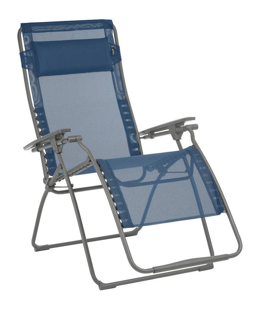 30" Light Gray and Chrome Steel Outdoor Zero Gravity Chair with Light Gray Cushion HomeRoots