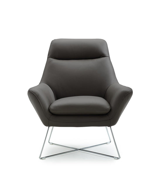Modern Dark Gray Top Grain Italian Leather Accent Chair - FurniFindUSA