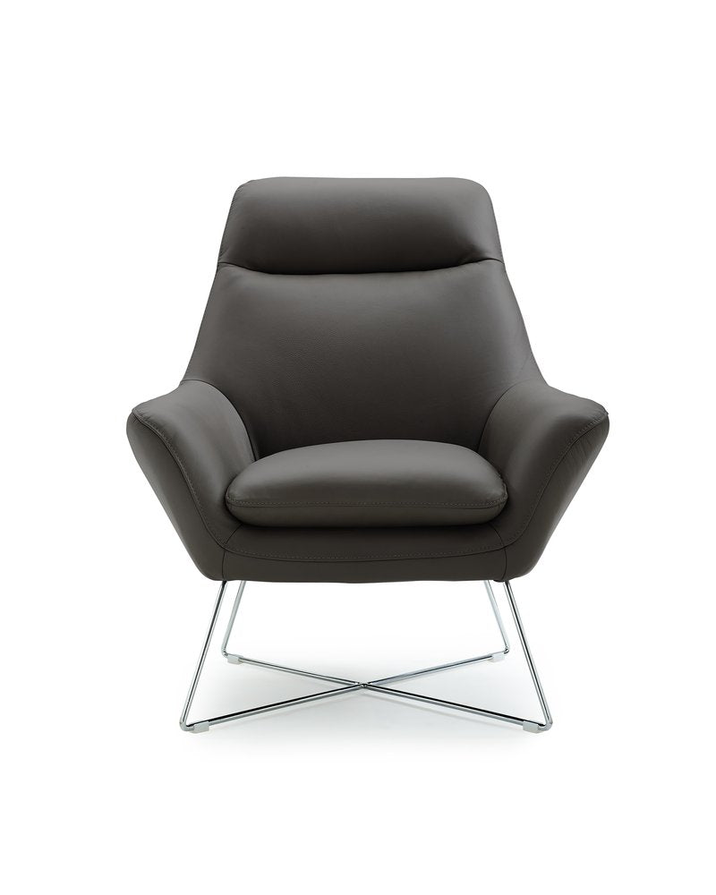 33" Gray and Silver Italian Leather Tufted Arm Chair HomeRoots