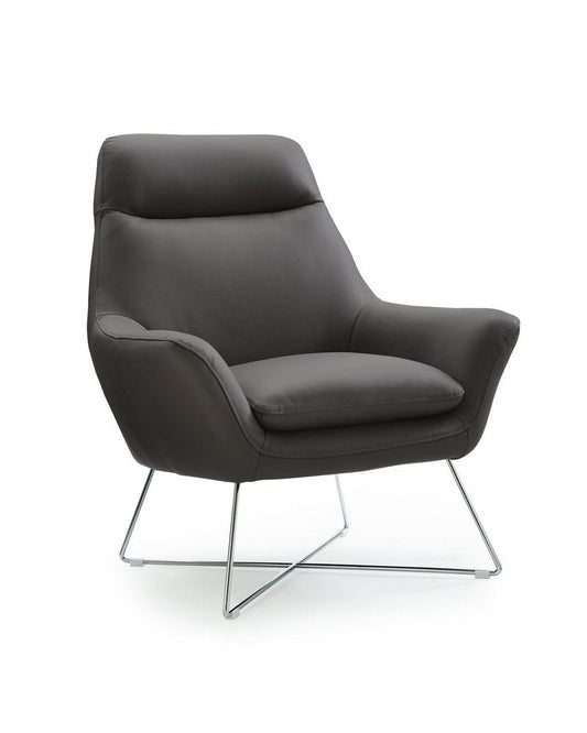 33" Gray and Silver Italian Leather Tufted Arm Chair HomeRoots