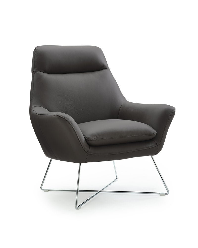 33" Gray and Silver Italian Leather Tufted Arm Chair HomeRoots