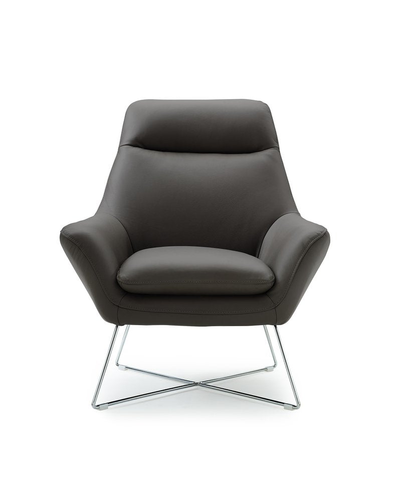 33" Gray and Silver Italian Leather Tufted Arm Chair HomeRoots