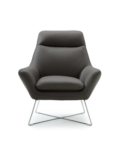 33" Gray and Silver Italian Leather Tufted Arm Chair HomeRoots