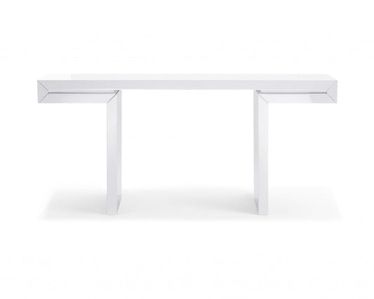 63" White Trestle Console Table