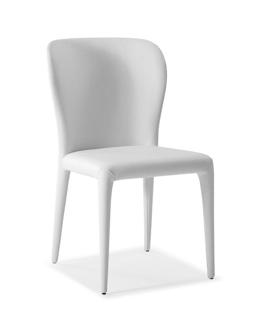 Set of Two White Upholstered Faux Leather Dining Side Chairs HomeRoots