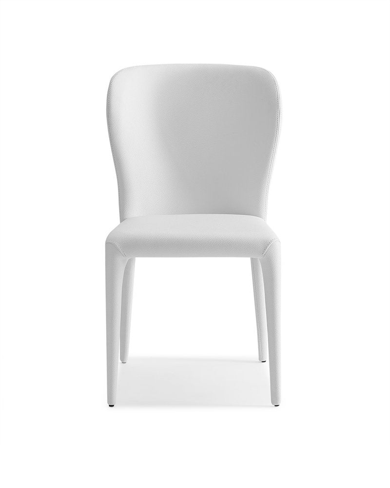 Set of Two White Upholstered Faux Leather Dining Side Chairs HomeRoots