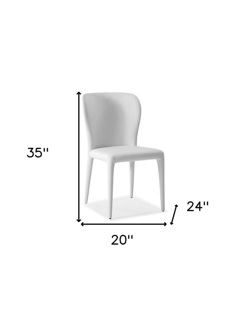 Set of Two White Upholstered Faux Leather Dining Side Chairs HomeRoots