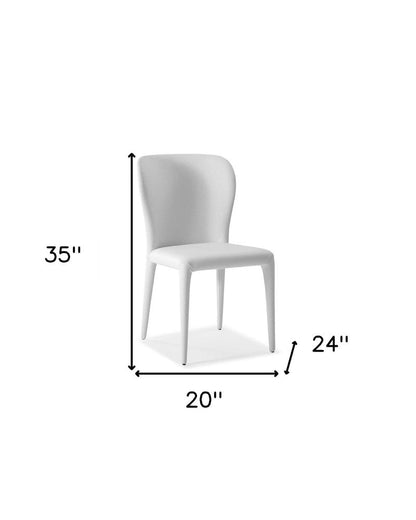 Set of Two White Upholstered Faux Leather Dining Side Chairs HomeRoots