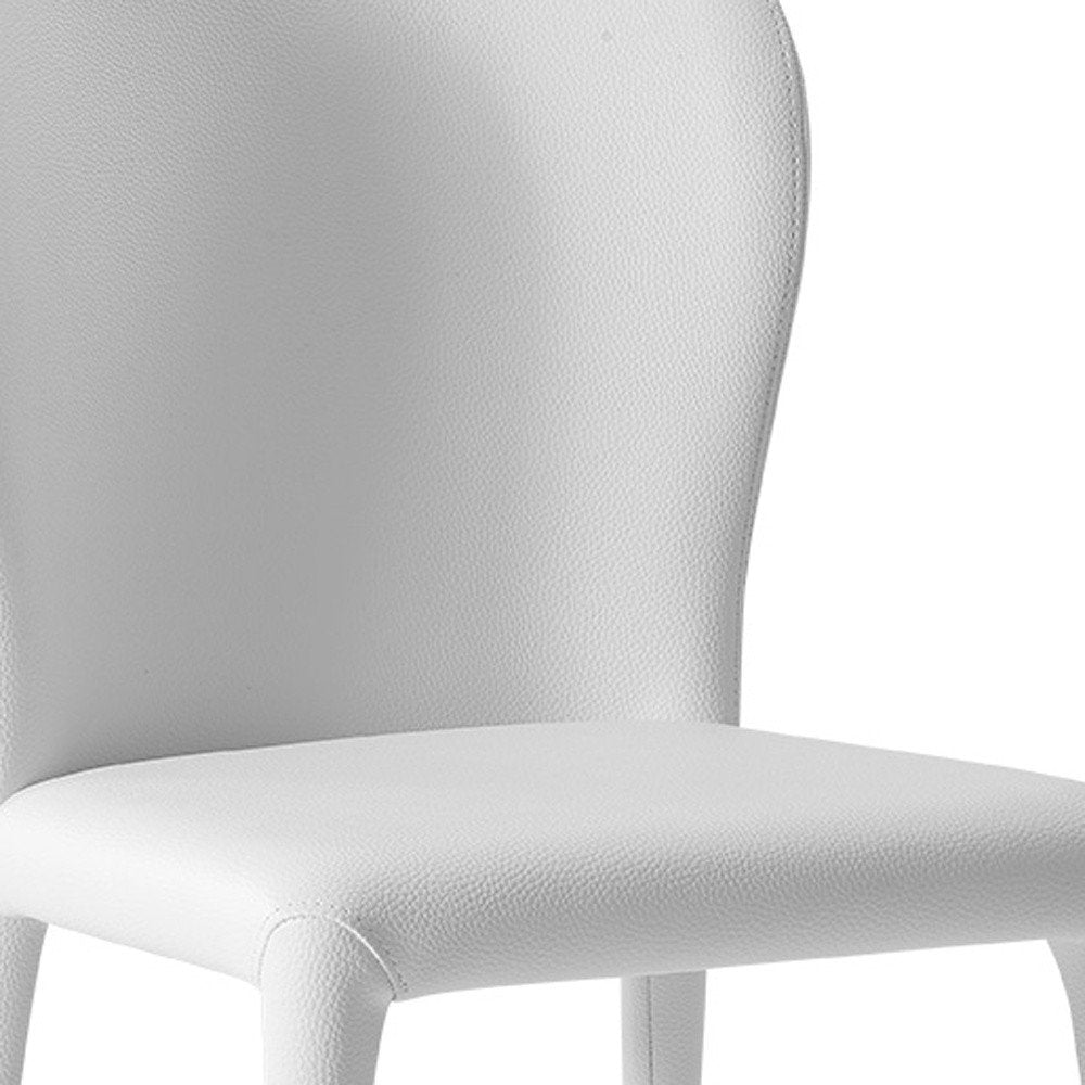 Set of Two White Upholstered Faux Leather Dining Side Chairs HomeRoots