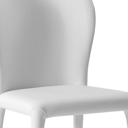 Set of Two White Upholstered Faux Leather Dining Side Chairs HomeRoots