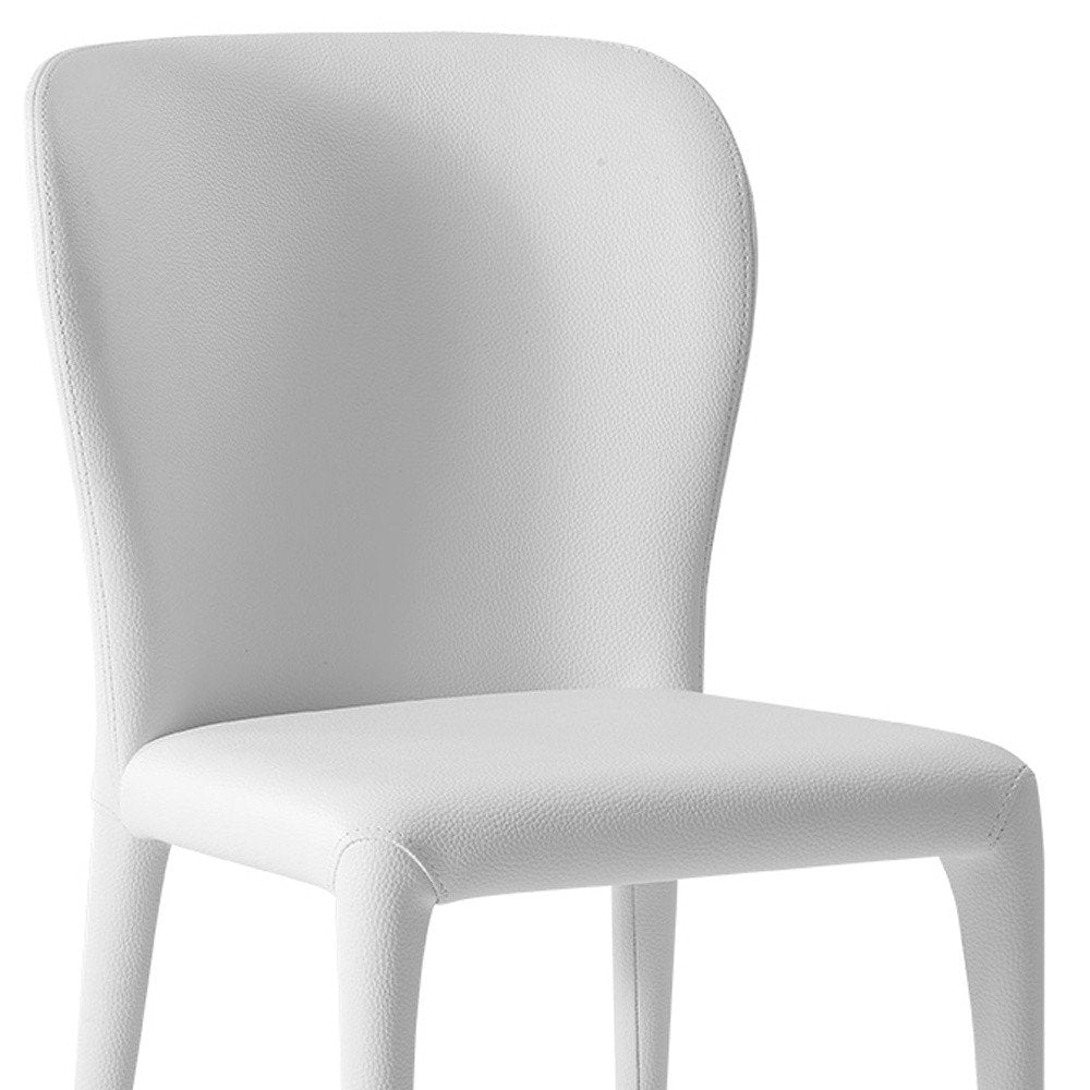 Set of Two White Upholstered Faux Leather Dining Side Chairs HomeRoots